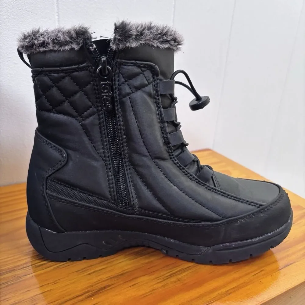 Totes‎ Eve Fur Lined Women's 6M Snow Boots Waterproof All Weather Winter Black